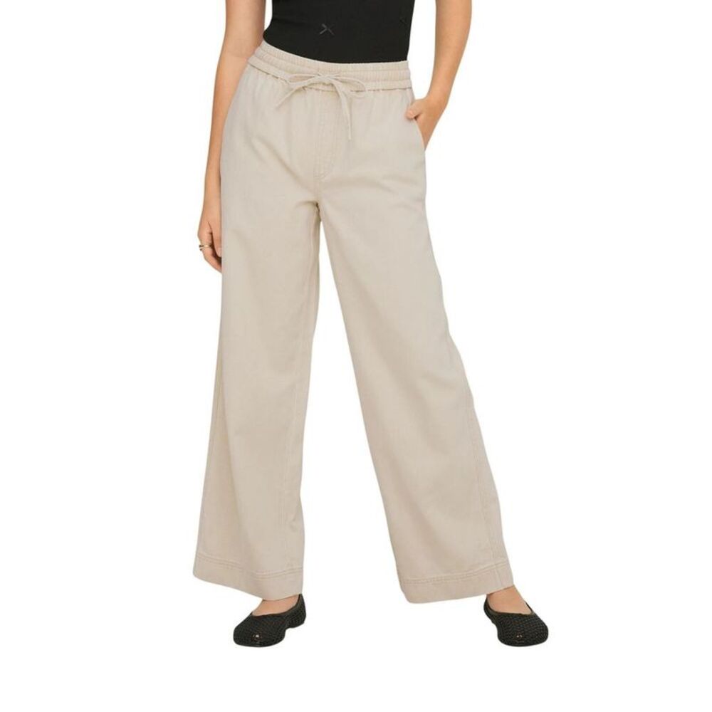 Only Cream Cotton Flared Women's Pants